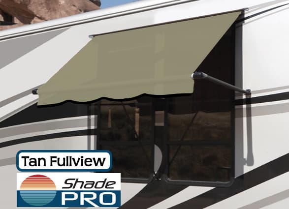 Carefree IN0307B00 SL XL Premium Chocolate 3.0 Long RV Camper Complete Window Awning with White Arms Chocolate Stripe with White Wrap and Red Tenera Thread 