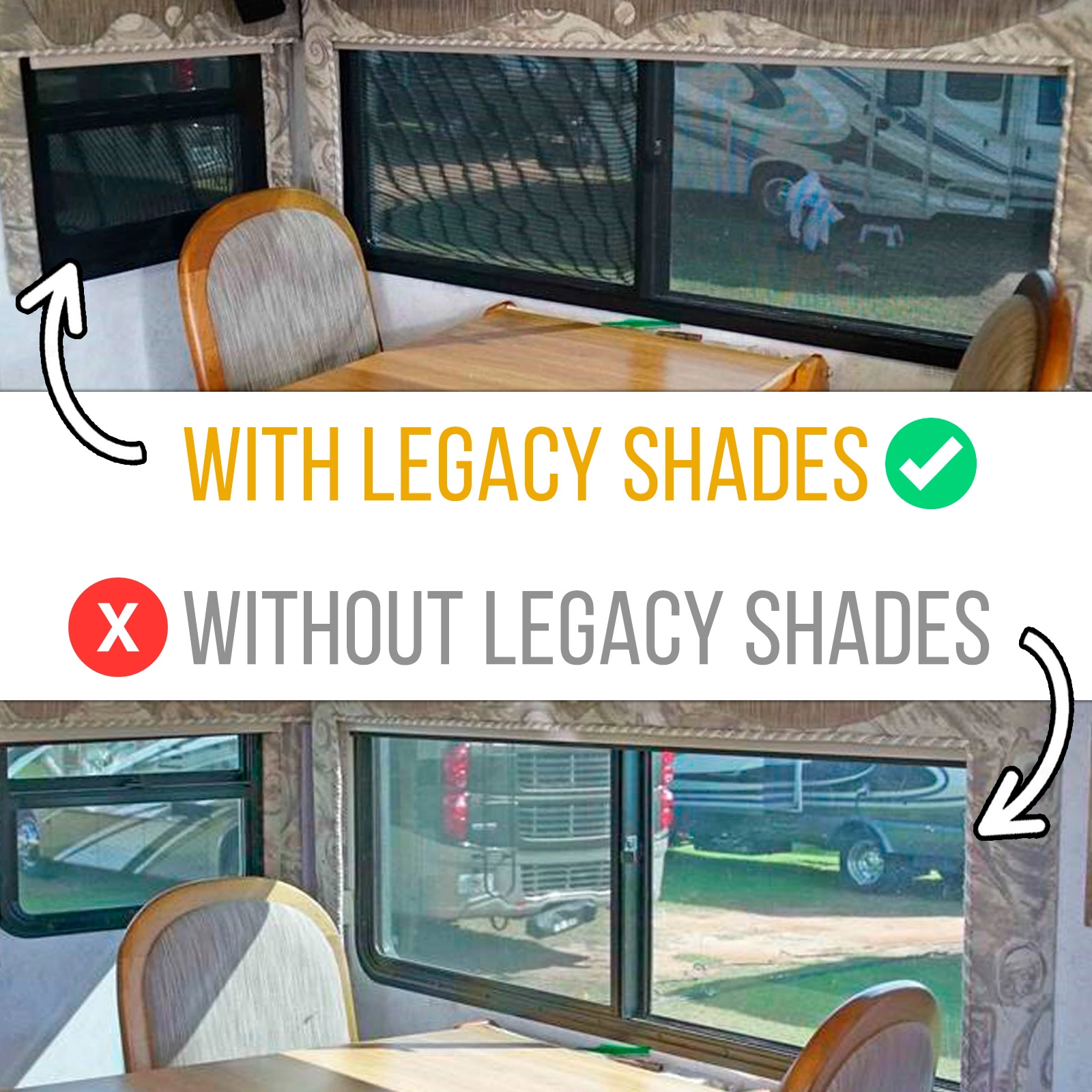 RV Day/ Night Roller Shades, Combo Legacy Shades, All Sizes