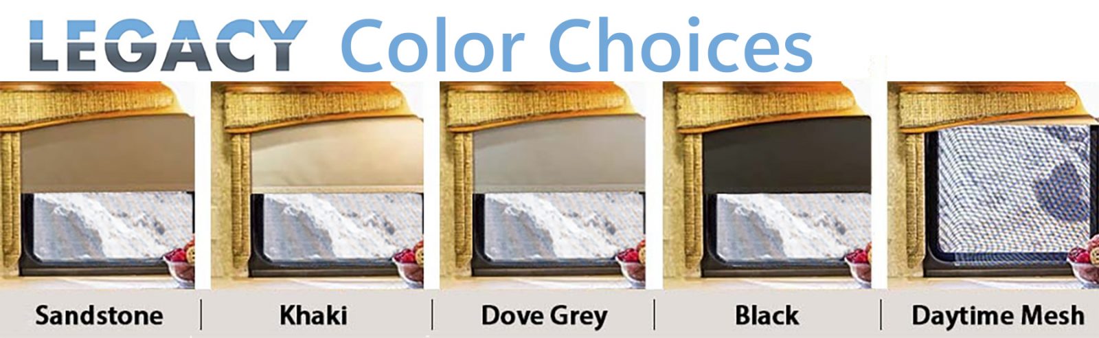 RV Day/ Night Roller Shades, Combo Legacy Shades, All Sizes