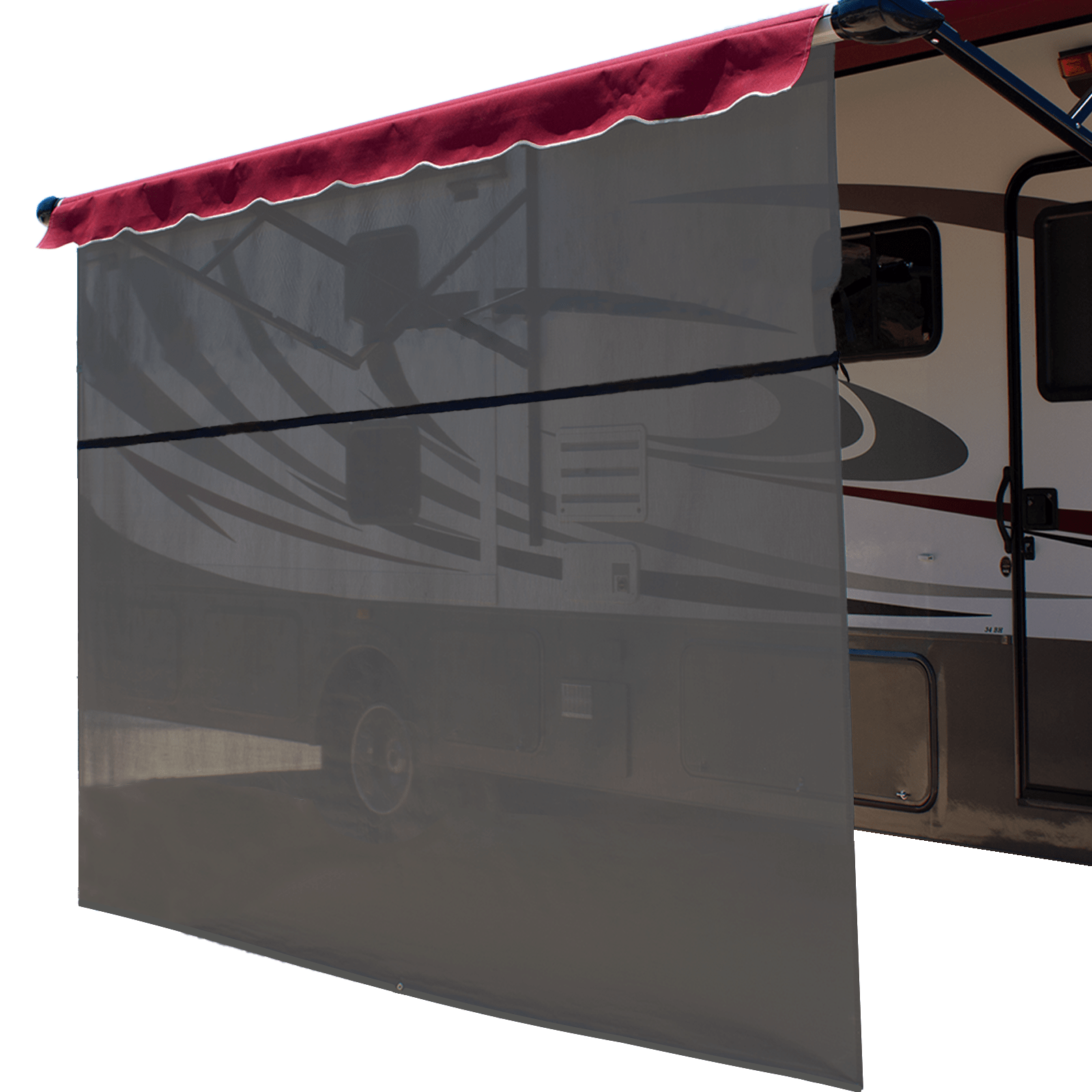 ShadePro - 19' X 7' Black Zipless Vista Shade - Solar Mesh Sunscreen Attaches To Your RV Awning - Drop Shade Blocks 85% Of Sunlight Without Blocking Your Patio View